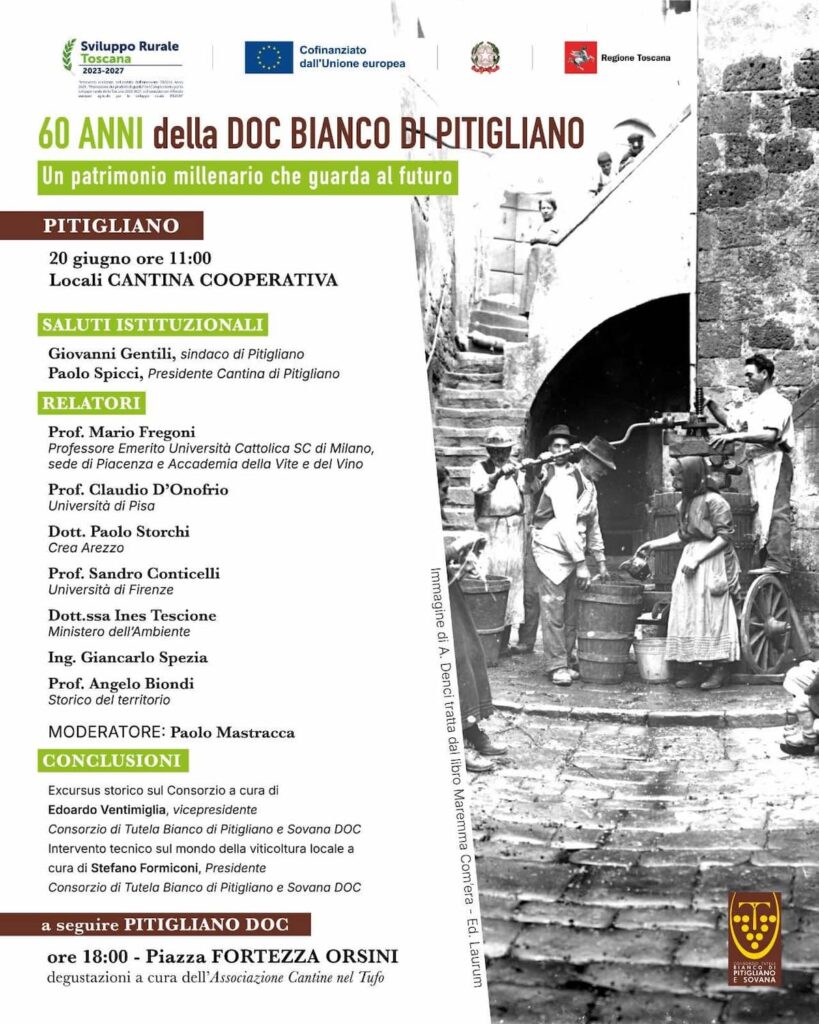 Convegno e degustazioni: il Bianco di Pitigliano festeggia 60 anni 3 Programma 60 anni Bianco Pitigliano