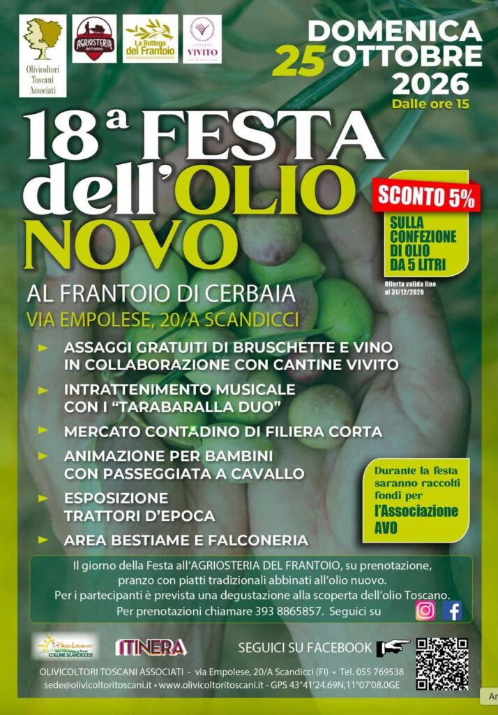 Festa dell'Olio Novo il 25 ottobre al fratoio di Cerbaia 3 Festa Olio Novo Cerbaia 2026 locandina
